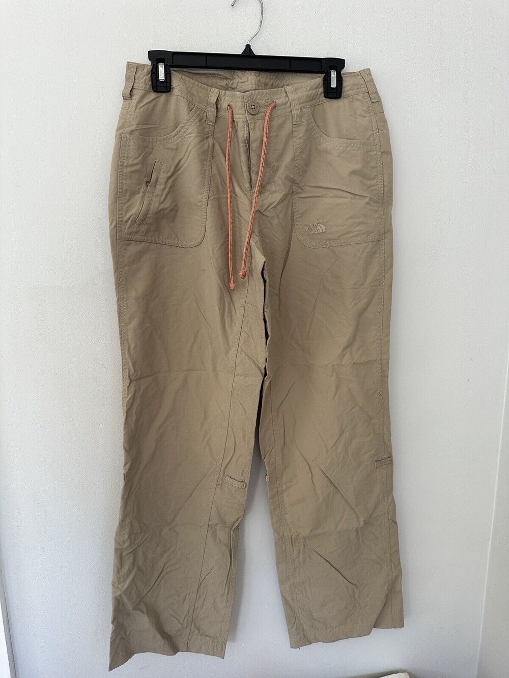 The North Face Women’s 10 Nylon Roll Pants Beige Drawstring Hiking Stow Pocket
